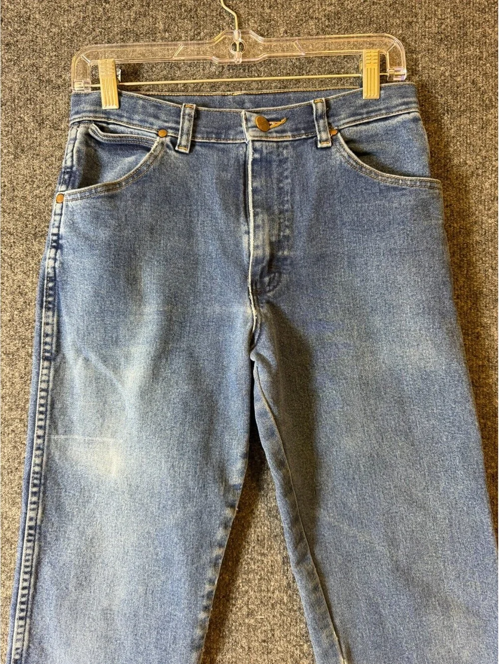 Wrangler Boys Size 18 Slim Blue Denim Jeans Cowboy Cut High Rise Stretch Western